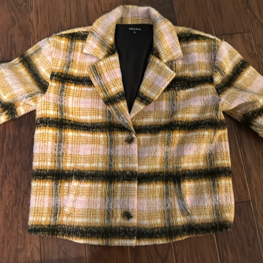 For Love and Lemons wool interior button up coat